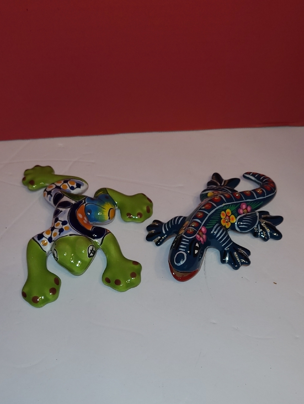 Talavera Frog & Lizard Handcafted Mexican Ceramic Earthenware Folk Art Figurines